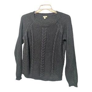 Sonoma Navy Blue Crew Neck Sweater with Cable Knit Design